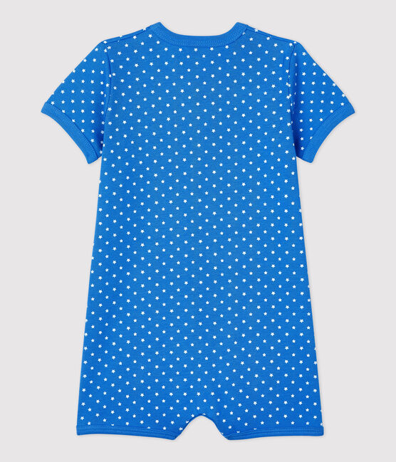 Babies' Spotted Organic Cotton Playsuit BRASIER blue/MARSHMALLOW grey