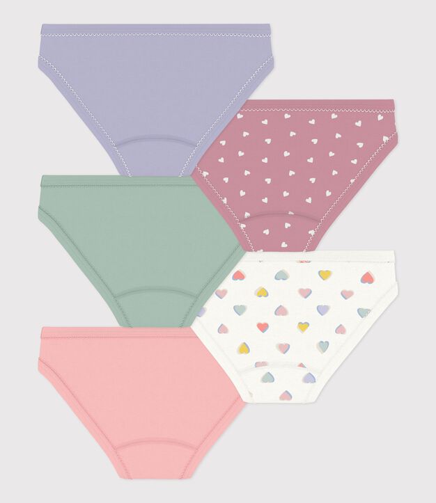 Pack of children's cotton pants with hearts multicolor