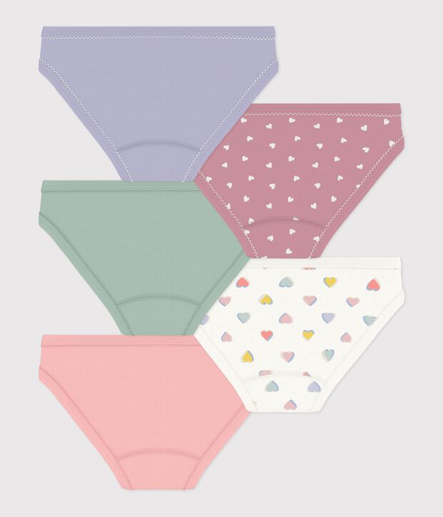 Pack of children's cotton pants with hearts multicolor