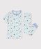 Children's printed cotton pyjamas with short sleeves and long legs blue/multicolor