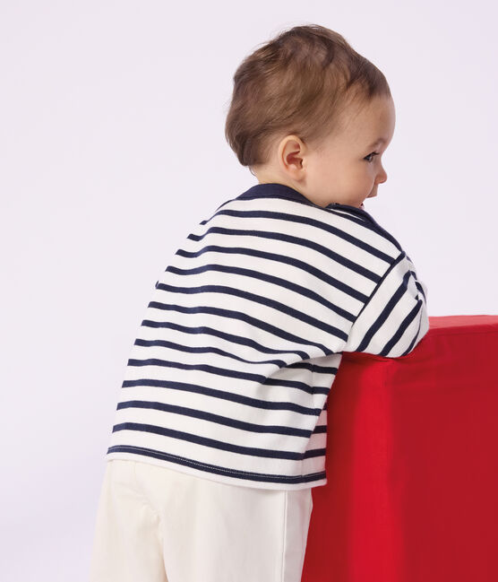 Baby's iconic Breton top MARSHMALLOW white/SMOKING blue