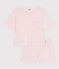 Women's short-sleeved short cotton pyjamas FLEUR pink
