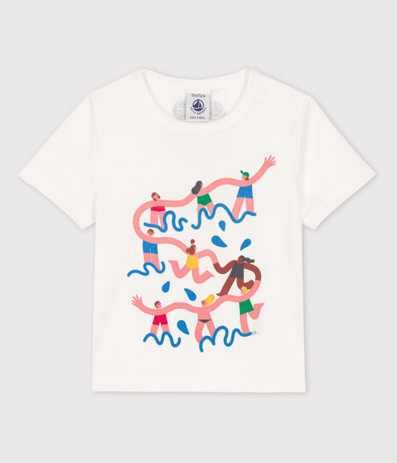 Petit Bateau x Water Family Babies' T-Shirt MARSHMALLOW white