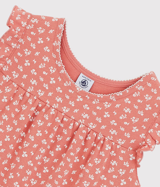 Girls' Floral Print Cotton Nightdress PAPAYE pink/MARSHMALLOW