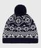 Children's woollen jacquard hat SOIR blue/MARSHMALLOW
