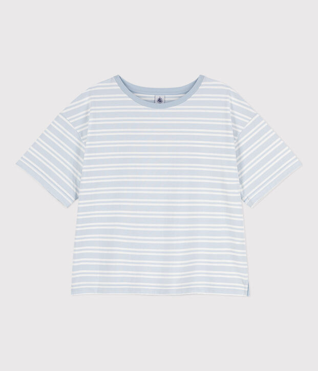 Women's Boxy Cotton T-Shirt blue/white