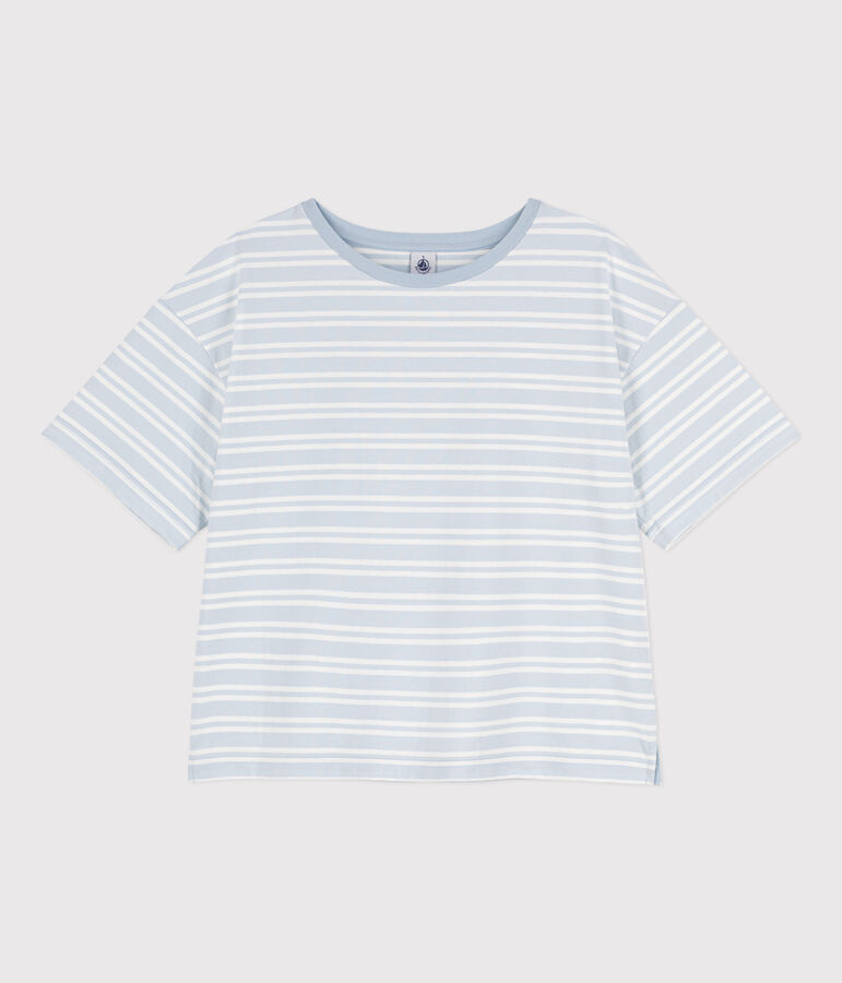 Women's Boxy Cotton T-Shirt blue/white