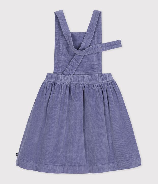 Children's plain corduroy dungaree dress purple