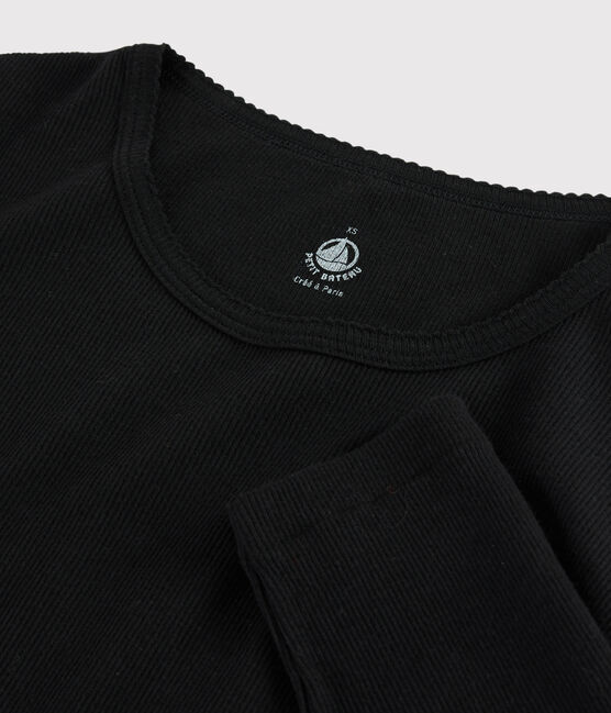 Women's wool and cotton blend T-shirt NOIR black