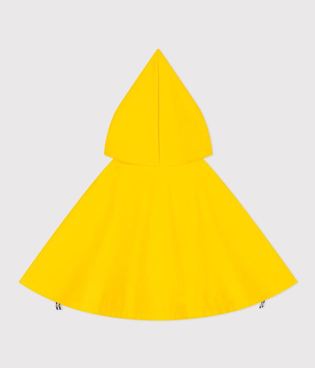 Baby rain cape in cotton and coated knit fabric yellow