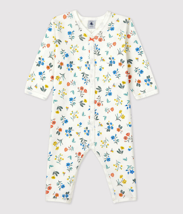 Babies' Floral Footless Cotton Sleepsuit white/multicolor