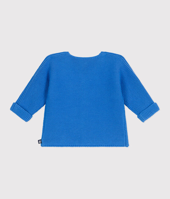 Babies' moss stitch cotton cardigan EDNA blue