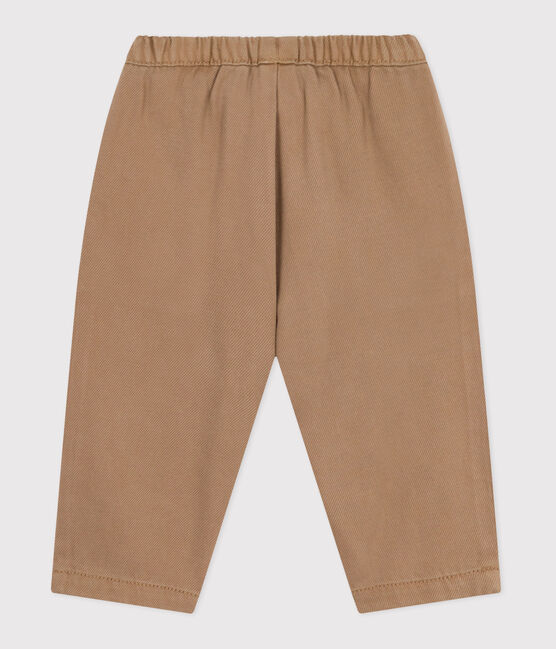Babies' trousers in plain cotton with a badge, cargo style ROCHE CLAIR beige