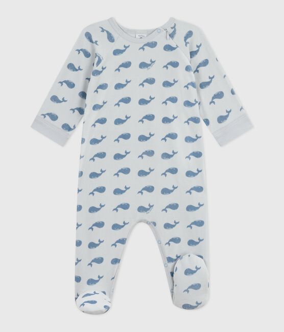 Babies' whale-print velour pyjamas suit with a zip CO2 /ADRIATIC