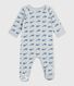 Babies' whale-print velour pyjamas suit with a zip