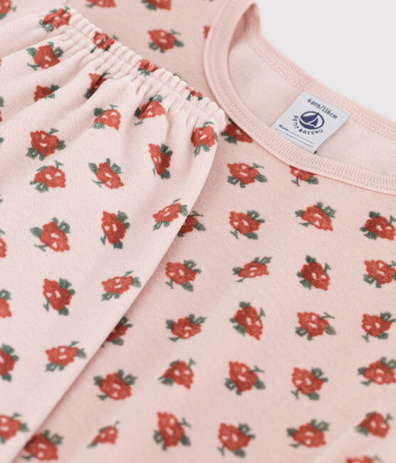 Girls' Floral Velour Pyjamas SALINE pink/MULTICO white