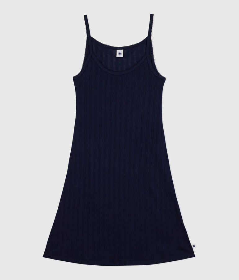 Women's openwork cotton nightdreaa SMOKING blue