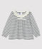 Baby girl's long-sleeved blouse MARSHMALLOW white/SMOKING blue