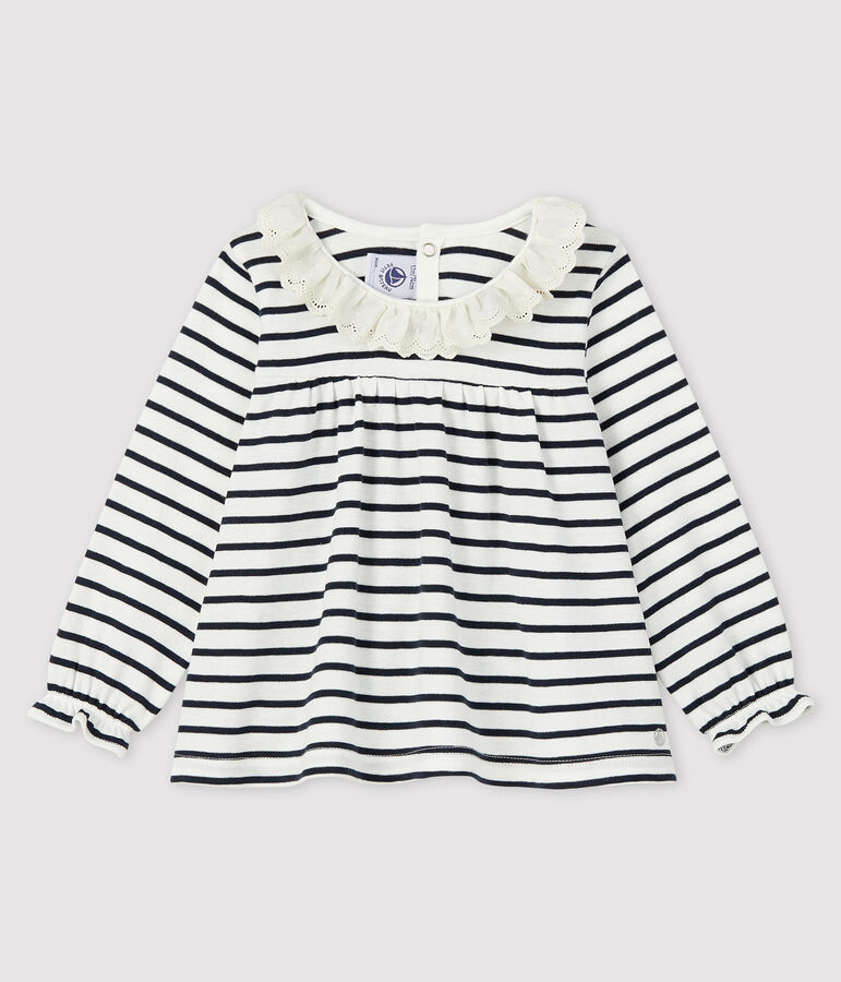 Baby girl's long-sleeved blouse white/blue
