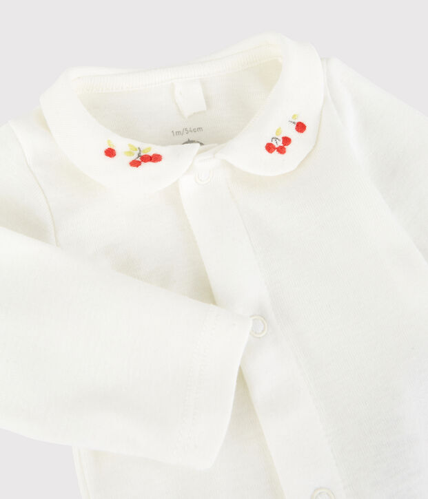 Babies' Organic Cotton Bodysuit with Embroidered Collar white
