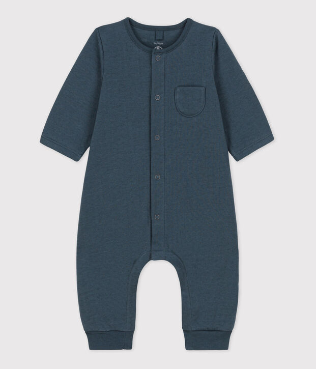 Babies' Plain Organic Tube Knit Long Playsuit grey