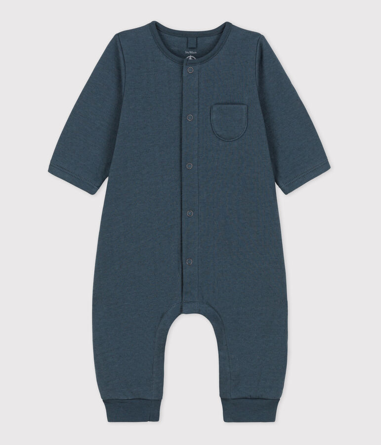 Babies' Plain Organic Tube Knit Long Playsuit grey