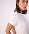 Women's short-sleeved rib knit Iconic Cocotte T-shirt ECUME white