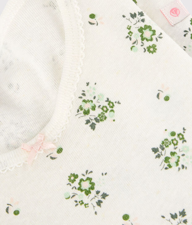 Girls' Floral Cotton and Linen Blend Short Pyjamas white/multicolor