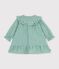 Babies' long-sleeved cotton gingham dress green/white
