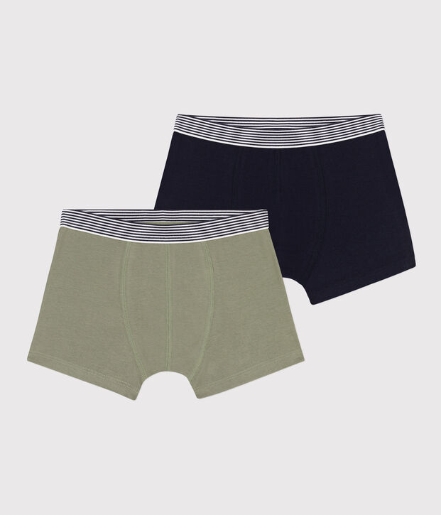 Boys' Plain Cotton and Elastane Boxer Shorts - 2-Pack multicolor