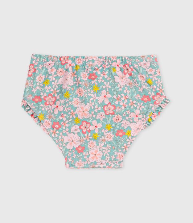 Babies' ruffled floral print swim pants blue/multicolor