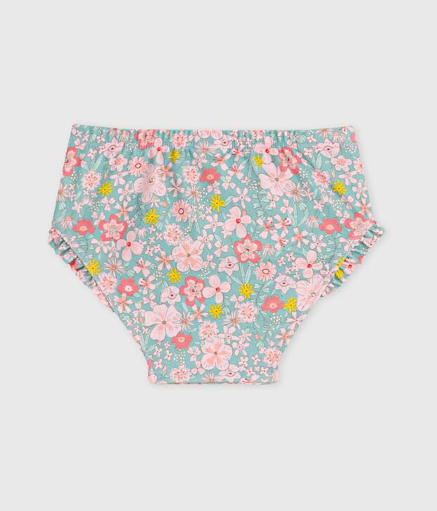 Babies' ruffled floral print swim pants blue/multicolor