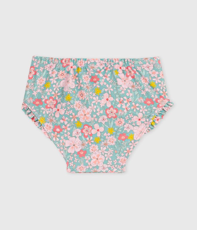 Babies' ruffled floral print swim pants blue/multicolor