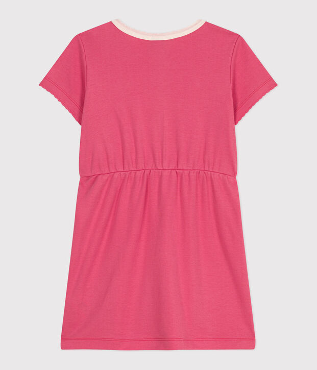Children's short-sleeved plain cotton dress pink