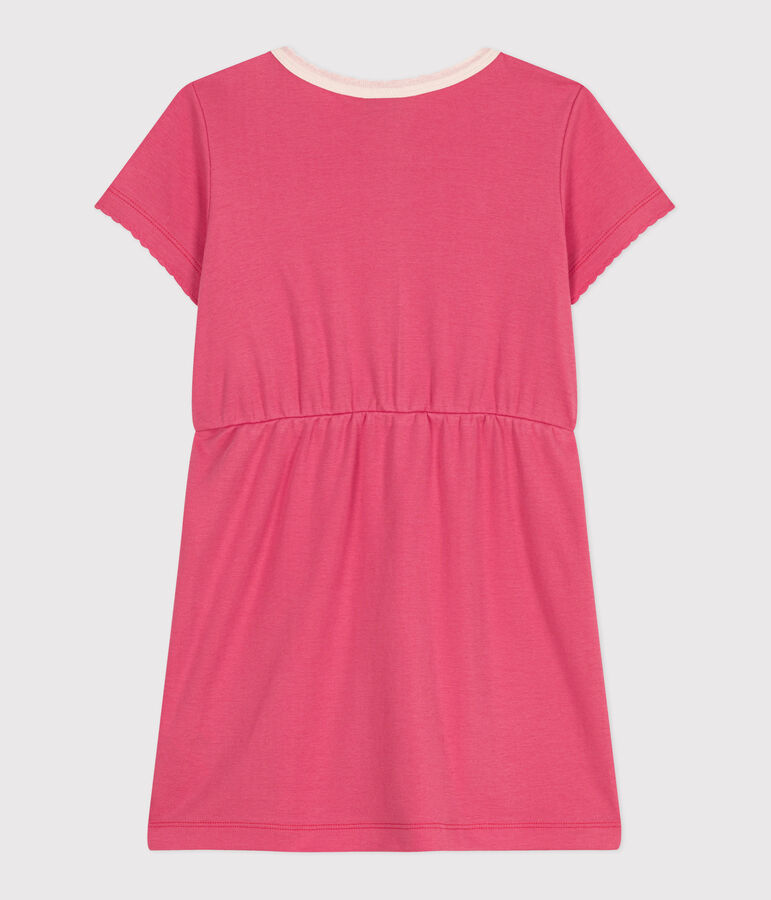 Children's short-sleeved plain cotton dress PEONIA pink