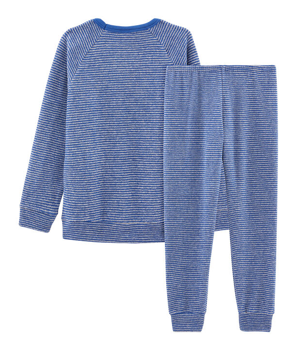 Boys' Pyjamas in Extra Warm Brushed Terry Towelling blue/grey