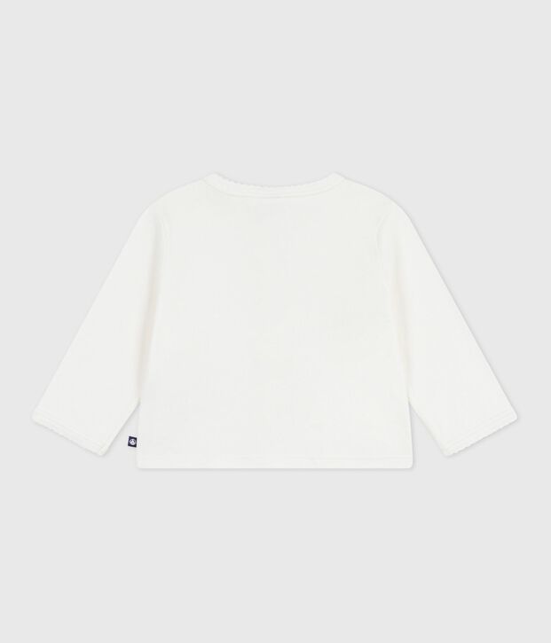 Babies' plain cotton cardigan white