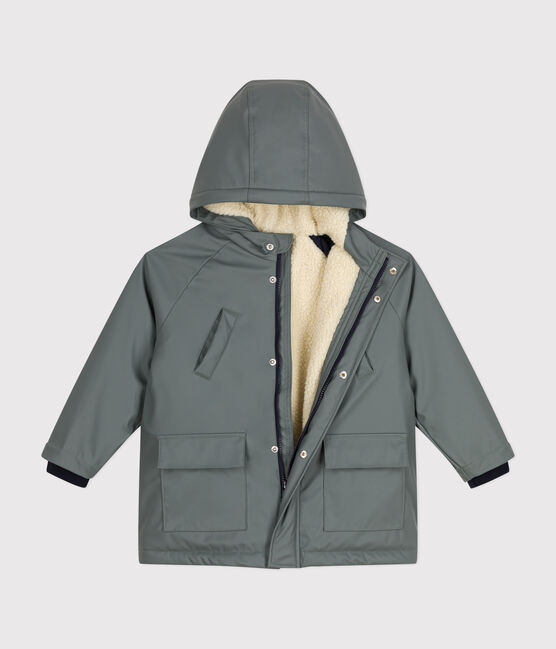Children's warm sherpa-lined raincoat THUYA green