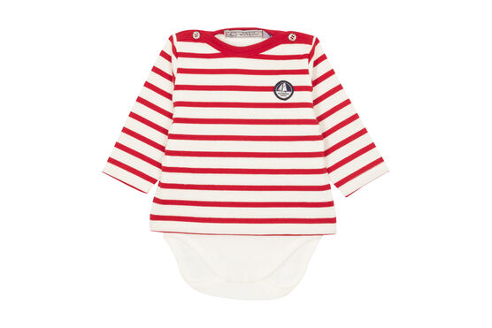 Baby boy's iconic sailor body MARSHMALLOW white/TERKUIT red