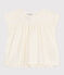 Babies' short-sleeved blouse in cotton with a mini heart print MARSHMALLOW white/ORGE