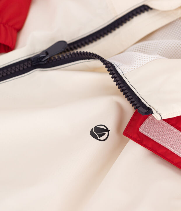 Children's windbreaker with a retractable hood Ecru/multicolor