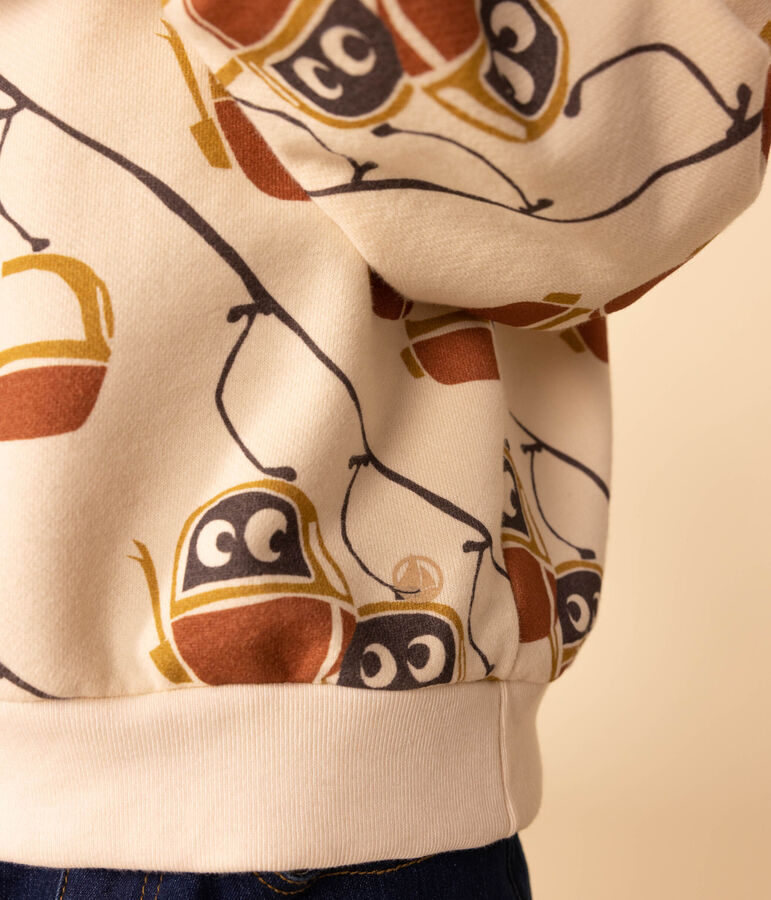 Children's unisex printed fleece sweatshirt Ecru/grey