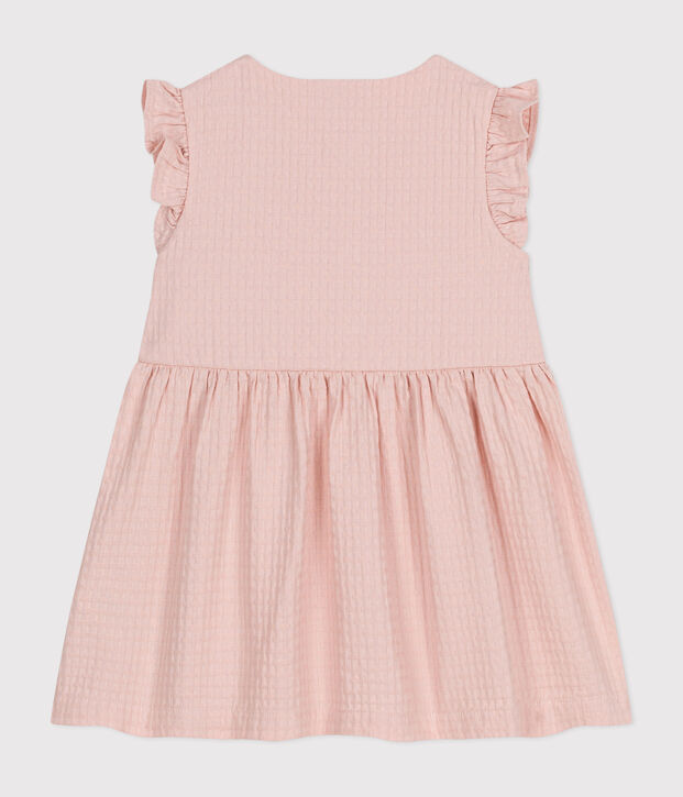 Babies' Sleeveless Textured Cotton Dress pink