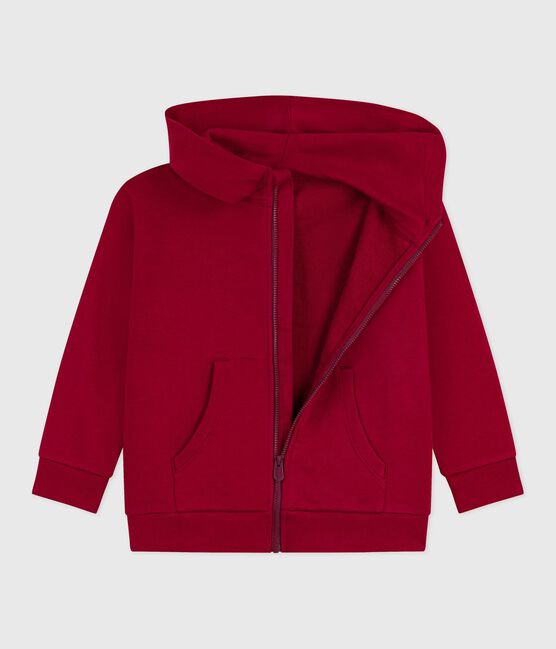 Children's zip-fastened plain cotton sweatshirt AMARANTE