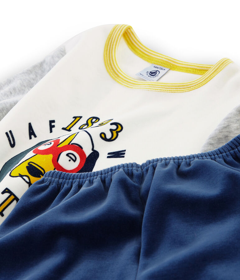 Boys' Velour Pyjamas blue/grey/multicolor