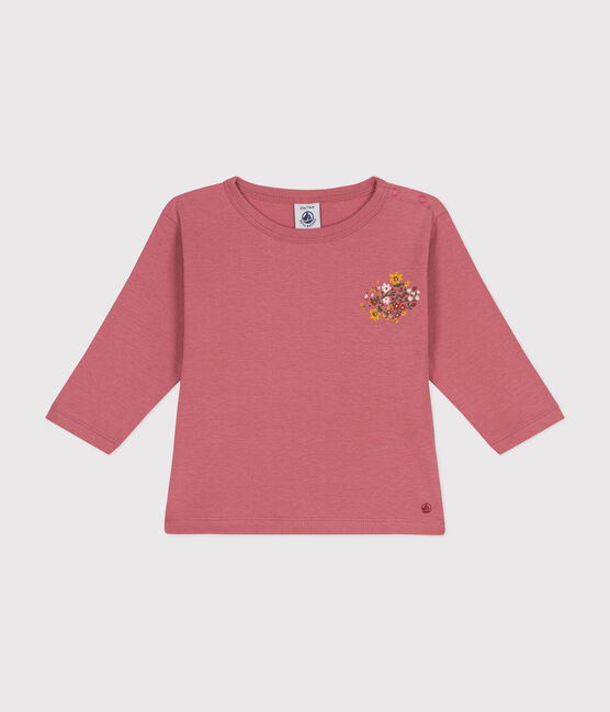 Babies' long-sleeved cotton T-Shirt ROSEWOOD pink