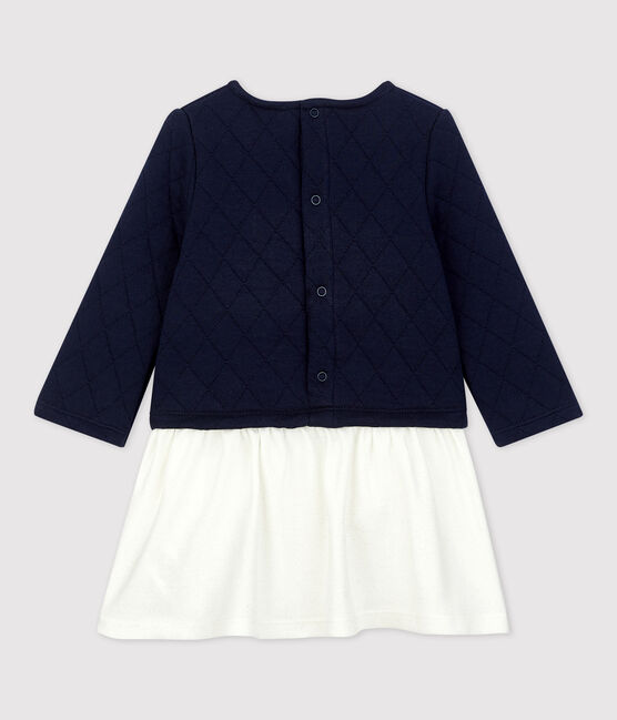Babies' Quilted Dress SMOKING blue/MARSHMALLOW white