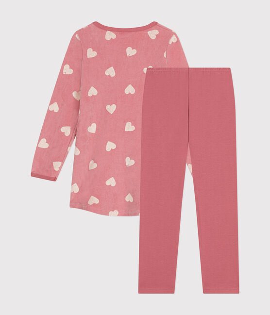 Children's heart print velour nightdress ROSEWOOD pink/MARSHMALLOW