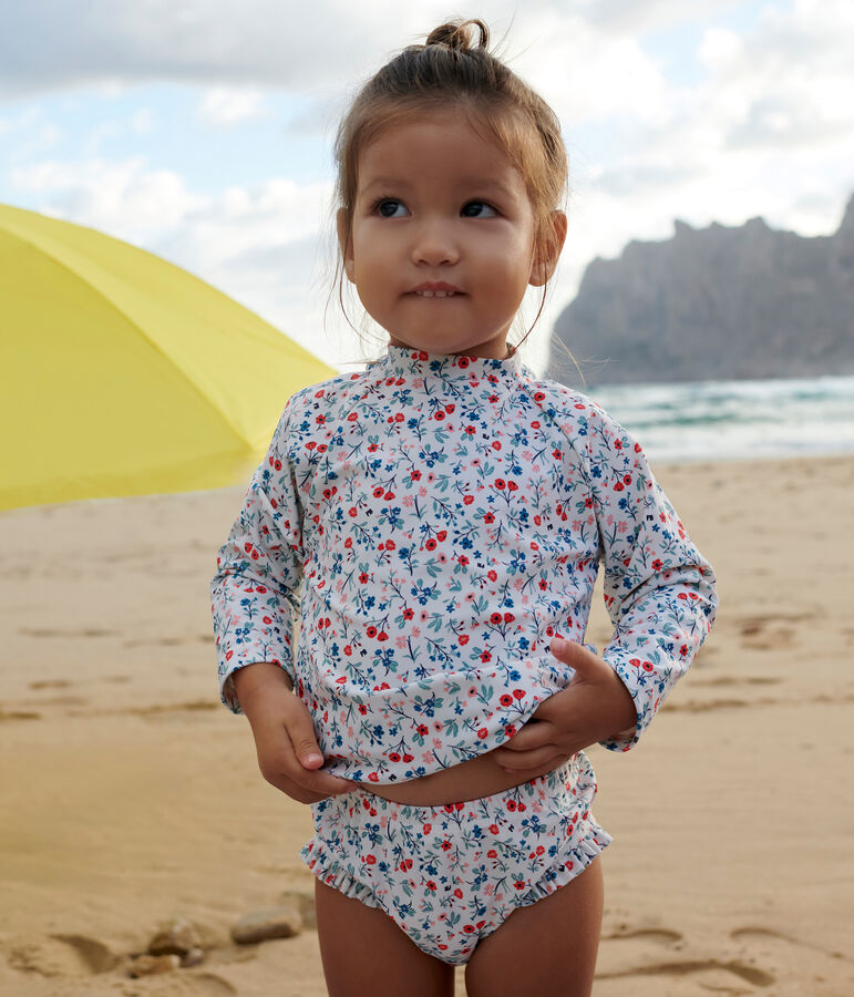 Babies' floral print UV protection T-shirt white/multicolor