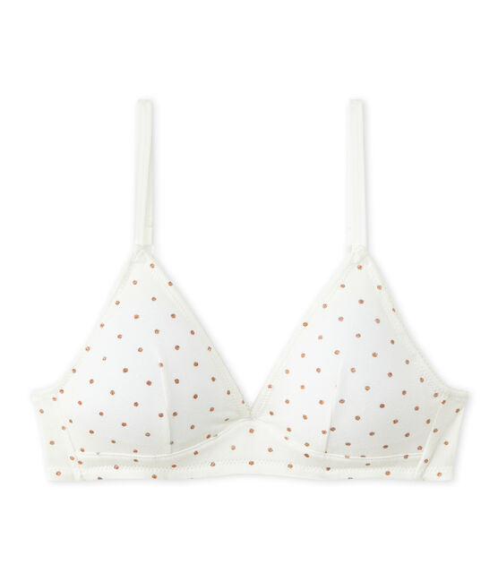 Girl's padded polka dot bra LAIT white/CUIVRE brown